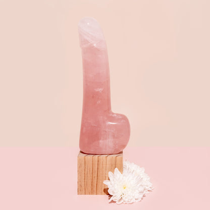 Rose Quartz Crystal Cock Dildo