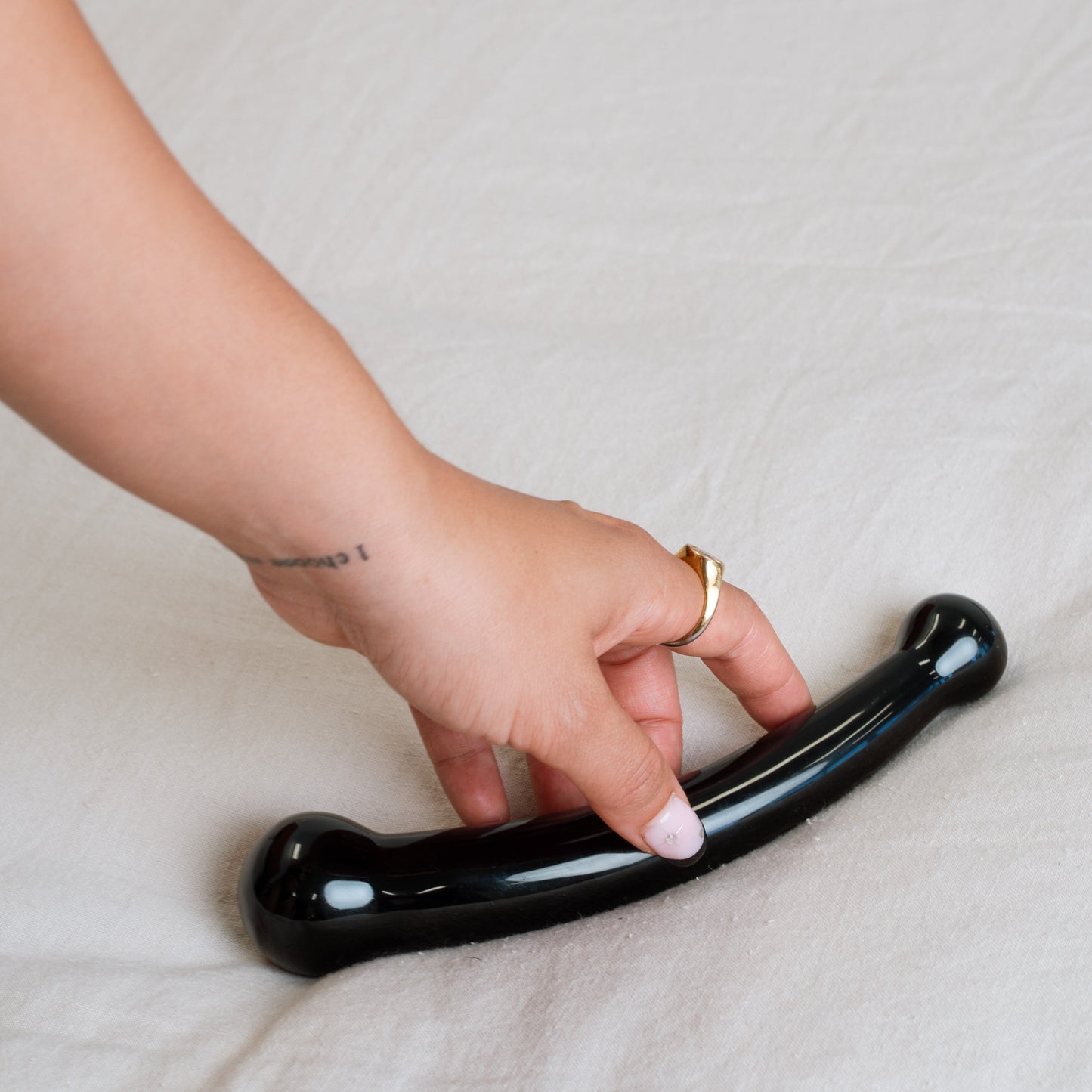 The Black Obsidian Curve 2.0 Crystal Dildo