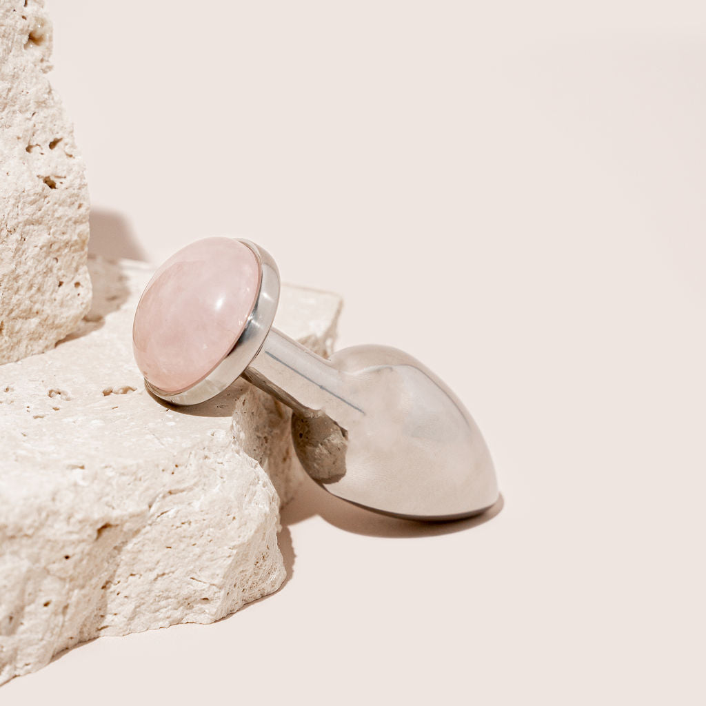 The Lana: Rose Quartz Stainless Steel Butt Plug