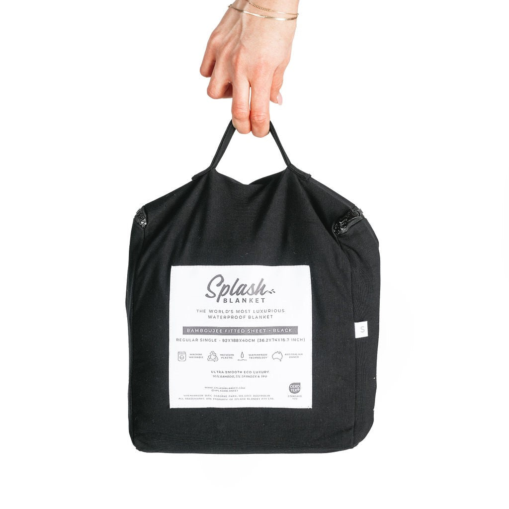 Waterproof Splash Blanket™️ Bamboujee Fitted Sheet - Black