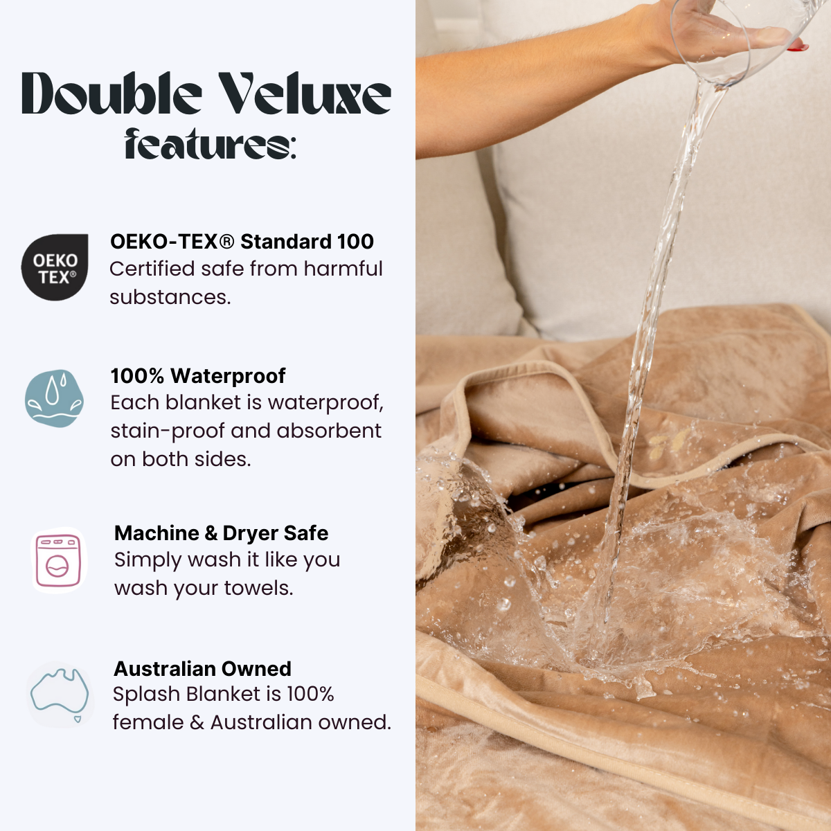 Waterproof Splash Blanket™️ - Black on Black Double Veluxe