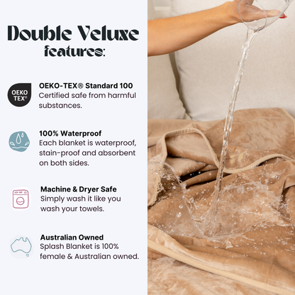 Waterproof Splash Blanket™️ - Black on Black Double Veluxe